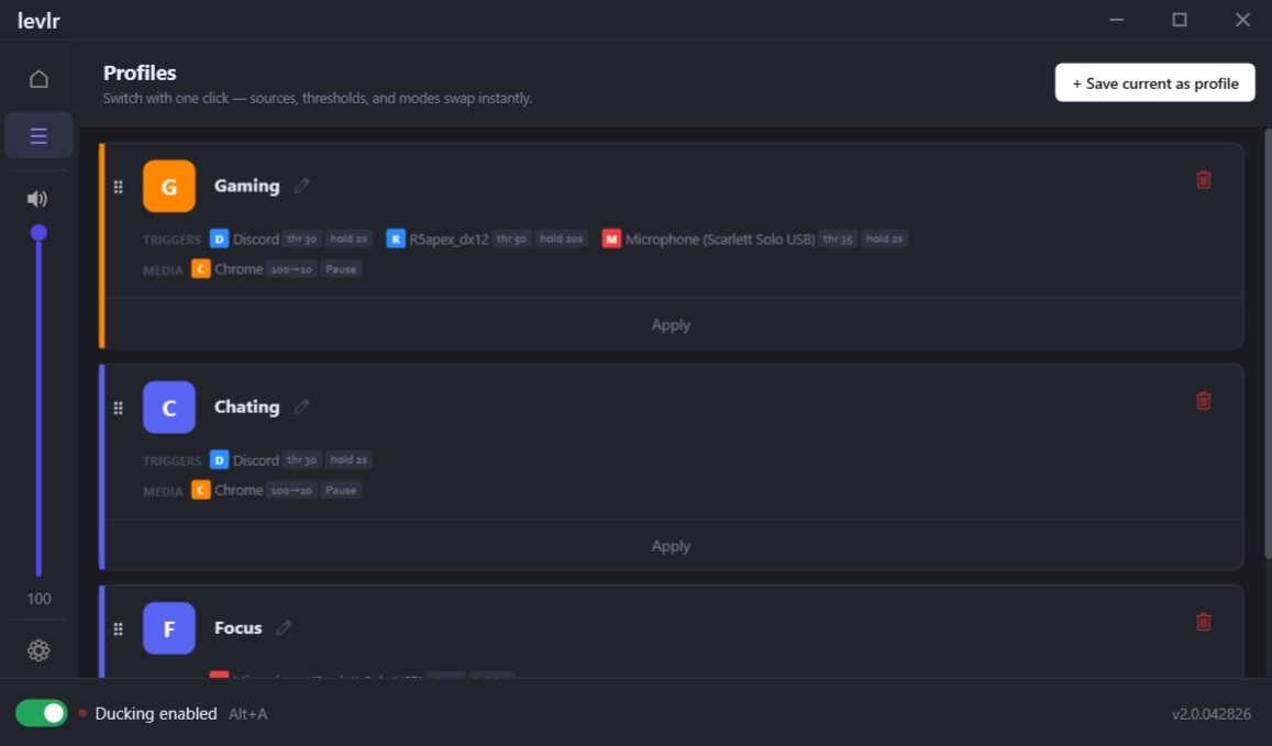 Levlr profiles view