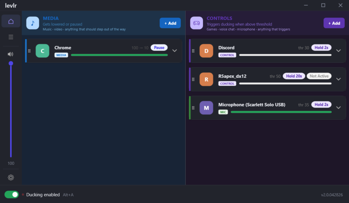 Levlr v2 application screenshot